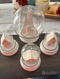 Palle di neve con casette e luci