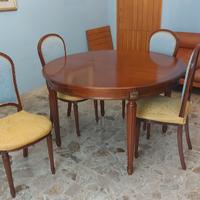 tavolo antico stile impero allungabile + 6 sedie 