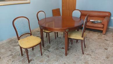tavolo antico stile impero allungabile + 6 sedie 
