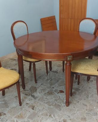 tavolo antico stile impero allungabile + 6 sedie 