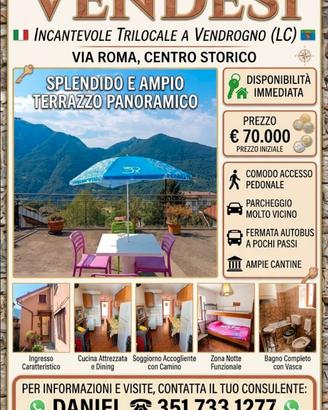 Trilocale con terrazzo a Vendrogno ( Bellano )