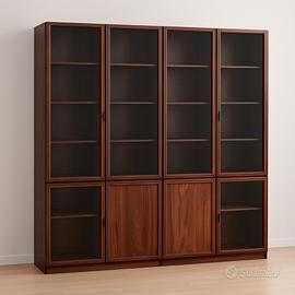 libreria legno e vetro