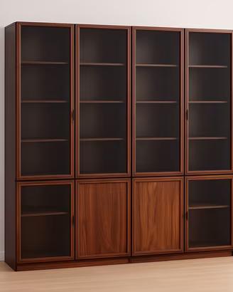 libreria legno e vetro