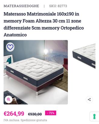 Materasso matrimoniale 160x190