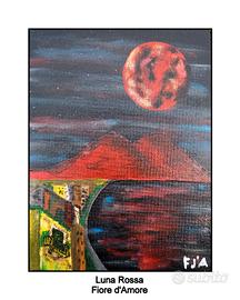 dipinto acrilico su tela Fiore d'Amore firmato 