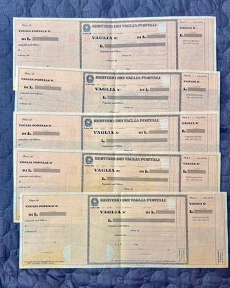 Lotto 5 Vaglia Postali  1930/40
