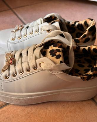 Primadonna sneakers bianche leopardate