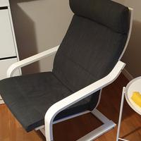 Poltrona Ikea POANG bianca con cuscino antracite. 