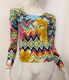 DESIGUAL Maglia multicolore fantasia righe zig zag