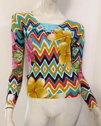 DESIGUAL Maglia multicolore fantasia righe zig zag