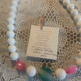 collana in Agata bianca, verde e avventurina