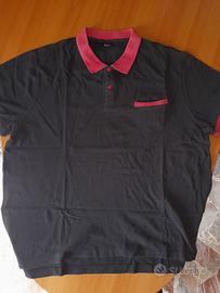 Polo Bonprix XXL nera e rossa a 3 bottoni