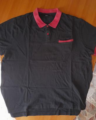 Polo Bonprix XXL nera e rossa a 3 bottoni