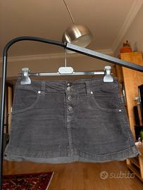 Gonna vintage Y2K Gaudì velluto a coste grigio