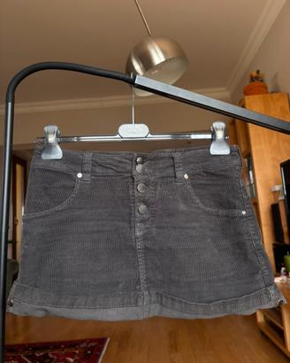 Gonna vintage Y2K Gaudì velluto a coste grigio