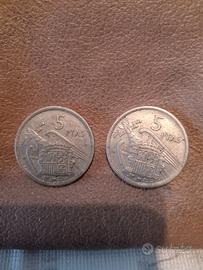 5 pesetas spagnole 1957