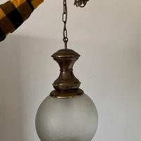 Lampadario a sospensione - Sfera di vetro e bronzo