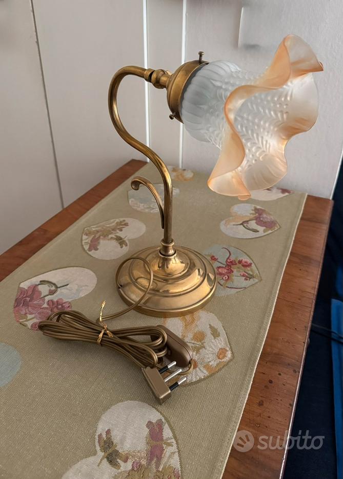 Campanella Paralume In Vetro - Ricambio Per Lampade, H 10.5 Cm, Ø 13.5 Cm, Ferro E Ottone, Made In Italy - Foto 6