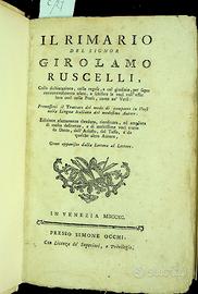 Rimario di Girolamo Ruscelli. Venezia 1790