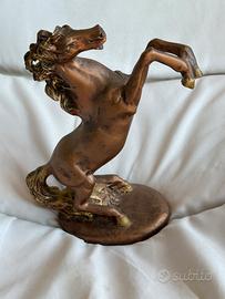 Statua Cavallo Rampante in Ottone Fuso 760g / 24cm