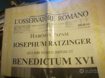Osservatore Romano. Elezione di papa Benedetto XVI