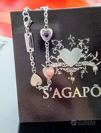 Bracciale acciaio con cristallo rosa