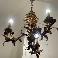 Lampadario in ferro battuto con 3 bracci