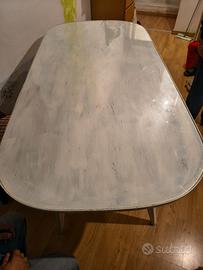 Tavolo con piano in vetro, stile shabby chic