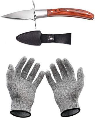 Set con coltello per ostriche e guanti resistenti