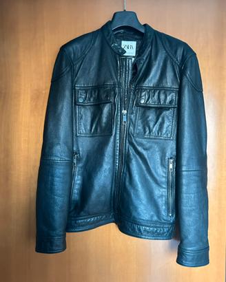 Zara giubbino in vera pelle nero taglia S