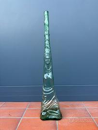 Bottiglia artistica vintage - Vetro verde soffiato