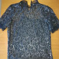 camicia in pizzo nera argento 