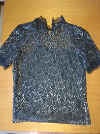 camicia in pizzo nera argento 