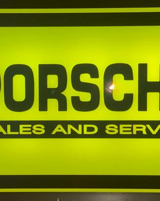 Insegna luminosa Porsche con orologio