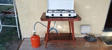 Fornello gas gpl a 3 fuochi completo di bombola