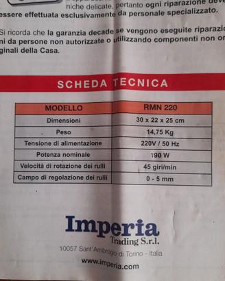 Sfogliatrice Imperia Professional