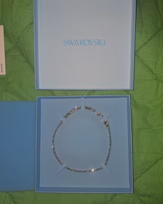 Collana Swarovski Matrix Tennis, Bianca, Rodio