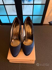 Scarpe dècolletè raso blu misura 36