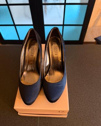 Scarpe dècolletè raso blu misura 36