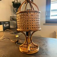 Abat jour in rattan e bamboo anni 70