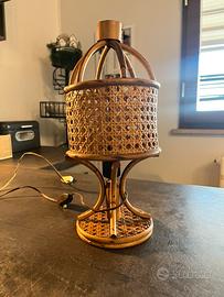 Abat jour in rattan e bamboo anni 70