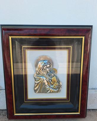 quadro Madonna con bambino in argento 925 cornice