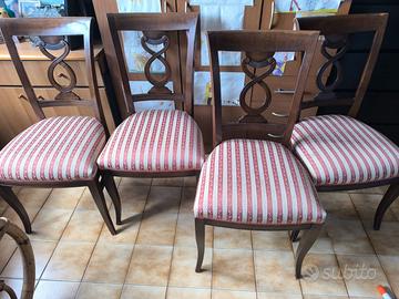 4 sedie in legno con imbottitura – stile classico