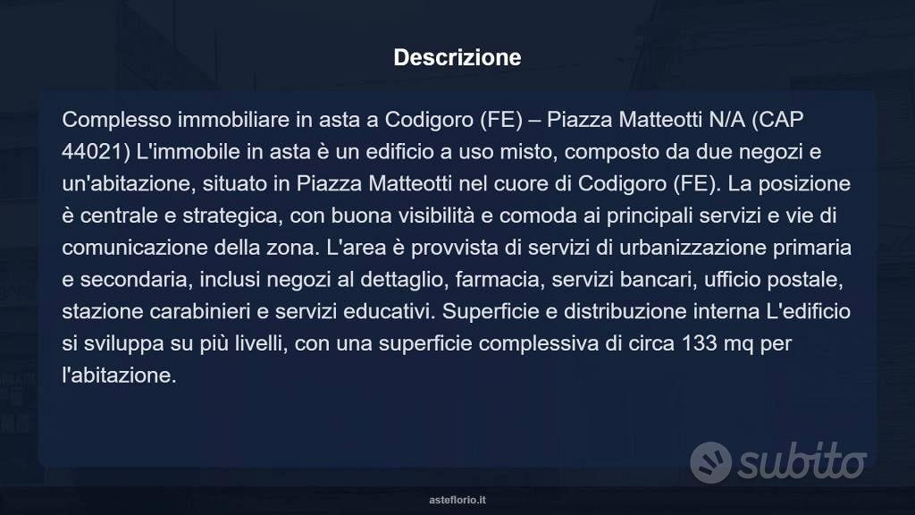 Immobile in asta di 133 m² con più di 5 locali a C - Altro