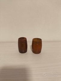 Coppia Porta Stuzzicadenti Botte Legno Vintage