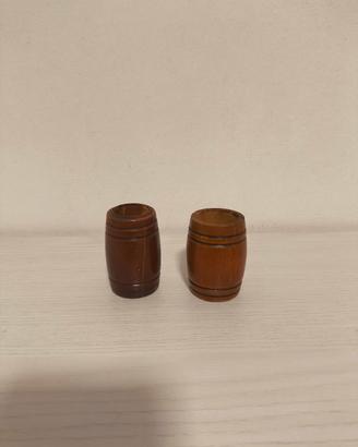 Coppia Porta Stuzzicadenti Botte Legno Vintage