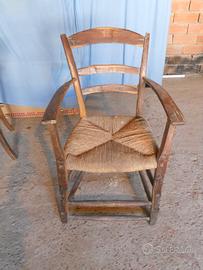 Antica Grande Sedia Capotavola-fatta a mano-