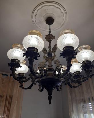 lampadario bronzo antico