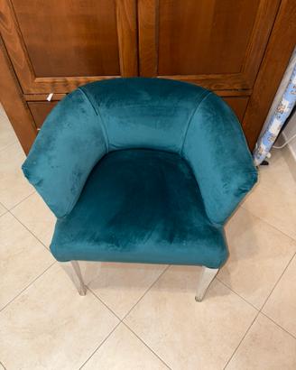 Poltroncina In Velluto Blu Ottanio