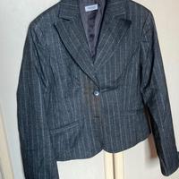 Blazer corto in lana - grigio - gessato